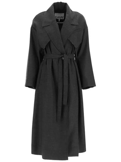 Oversized Trench Coat Black - GANNI - BALAAN 2