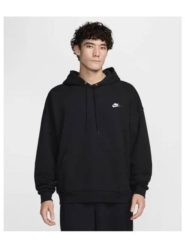 Club Fleece Oversized French Terry Pullover Hoodie M Black White HJ1817 010 - NIKE - BALAAN 1