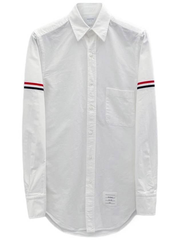 Men's Poplin Grosgrain Armband Classic Long Sleeve Shirt White - THOM BROWNE - BALAAN 2