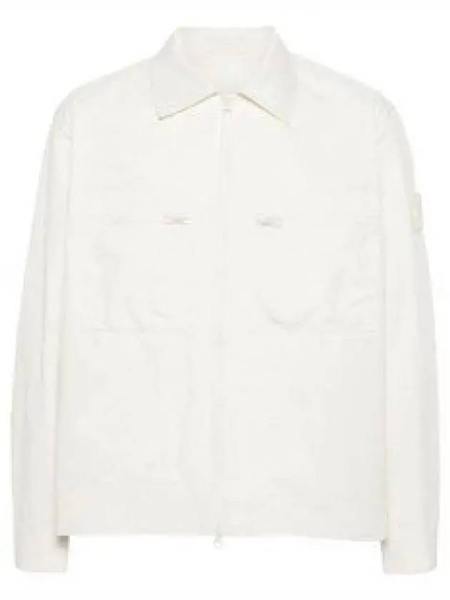 Cotton Canvas Zip-up Jacket Natural White - STONE ISLAND - BALAAN 2