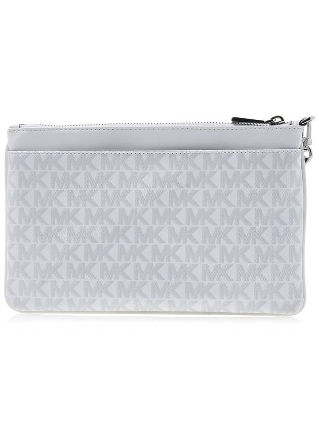 Jet Set Charm Logo Embellished Wristlet Clutch Bag White - MICHAEL KORS - BALAAN 4