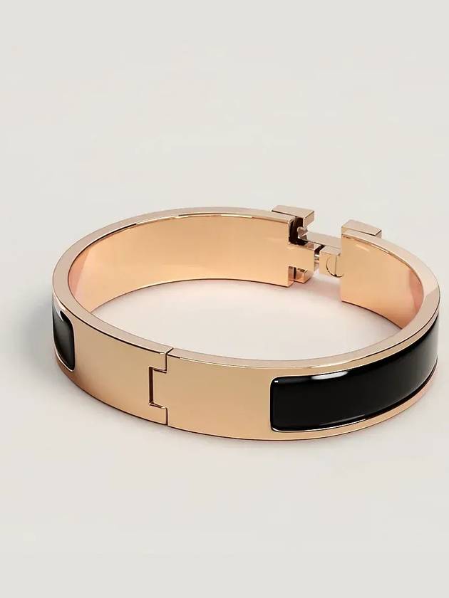 Clic H Bracelet Rose Gold Noir - HERMES - BALAAN 3