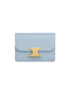 Celine Triomphe Shiny Calfskin Flap Card Holder Light Blue - CELINE - BALAAN 2