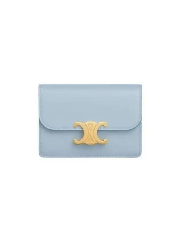 Celine Triomphe Shiny Calfskin Flap Card Holder Light Blue - CELINE - BALAAN 2