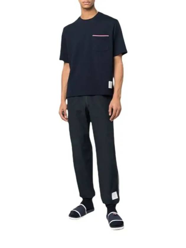 Cotton Oversized Pocket Short Sleeve T-Shirt Navy - THOM BROWNE - BALAAN 5