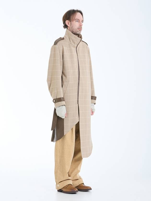 Men's Dancers Runway Checkerd Silk Single Coat Beige - WHYSOCEREALZ - BALAAN 3