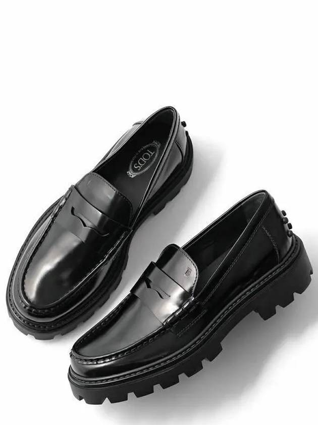 Leather Penny Loafer Heels Black - TOD'S - BALAAN 2