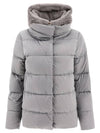 Satin & Lady Faux Fur Hooded Padding Grey - HERNO - BALAAN 1