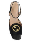 Women's Interlocking G Logo Leather Sandals Black - GUCCI - BALAAN 2