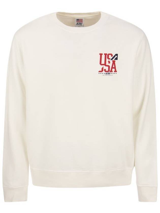 Iconic USA Logo Print Sweatshirt Ivory - AUTRY - BALAAN 1