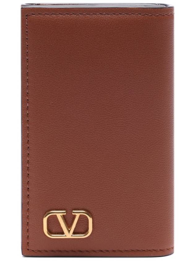 V Logo Signature Key Wallet Brown - VALENTINO - BALAAN 2