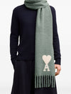 heart logo oversized muffler scarf green - AMI - BALAAN 7