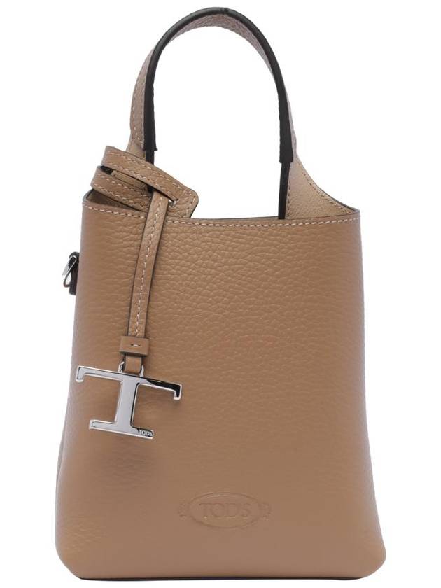 Micro Leather Mini Tote Bag Brown - TOD'S - BALAAN 1