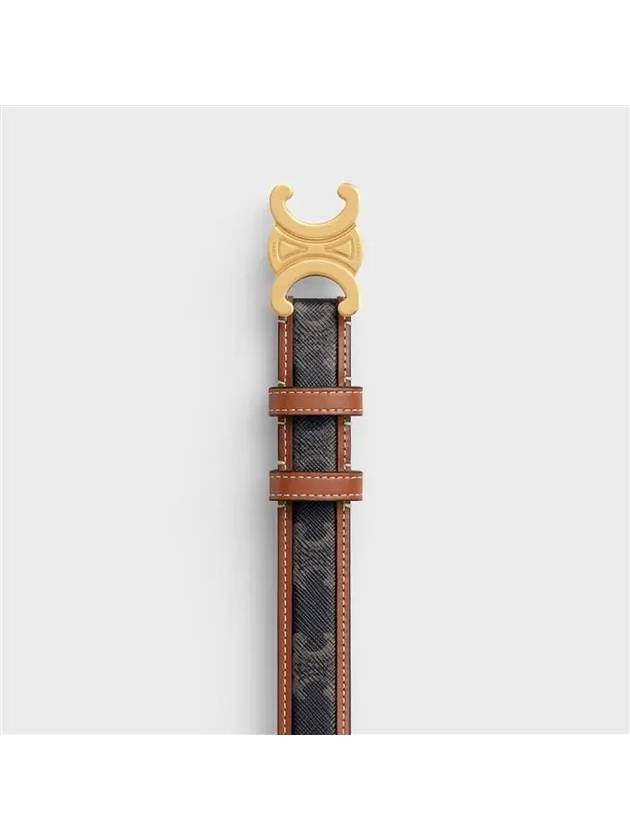 Women's Medium Triomphe Canvas Calfskin Belt Brown - CELINE - BALAAN 3