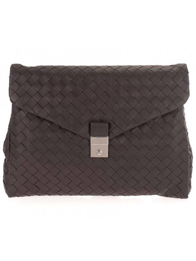 Calfskin Clutch Bag Brown - BOTTEGA VENETA - BALAAN 1