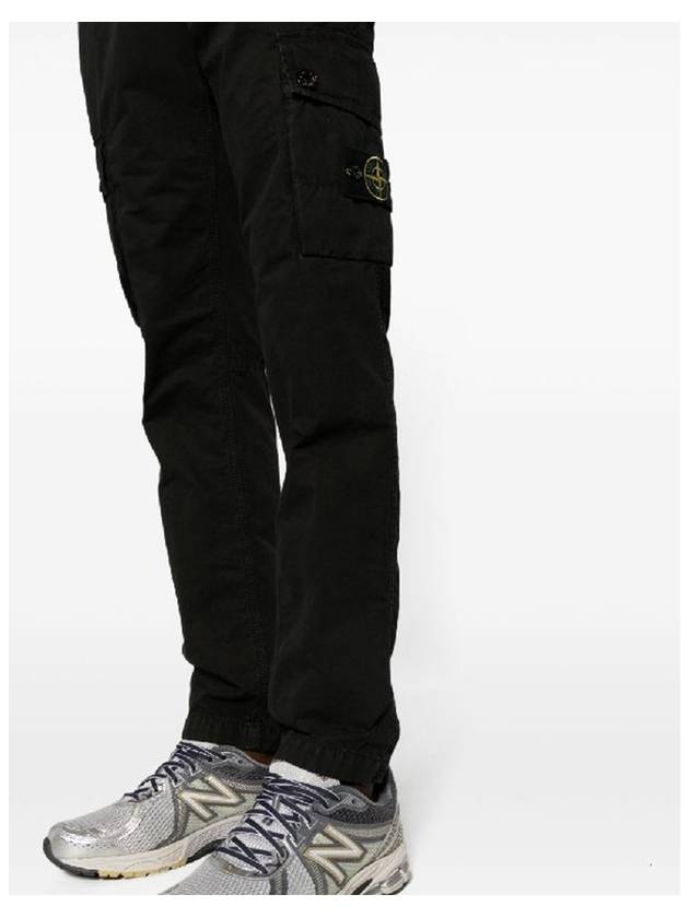 Wappen Patch Old Treatment Slim Fit Cargo Straight Pants Black - STONE ISLAND - BALAAN 6