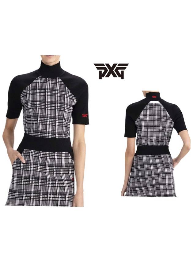 golf wear CHECKER PLAID knit polar neck short-sleeved T-shirt - PXG - BALAAN 1