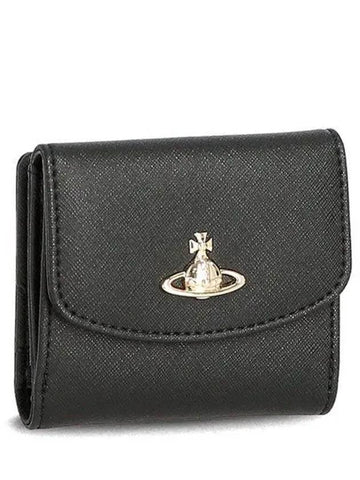 ORB Logo 51150028 S000B N401 Saffiano Biogreen Half Wallet 995466 - VIVIENNE WESTWOOD - BALAAN 1