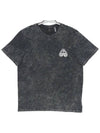 Logo Print Bleach Effect Short Sleeve T-Shirt Black Wash - MOOSE KNUCKLES - BALAAN 3