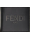 Logo Stamp Half Wallet Black - FENDI - BALAAN 1