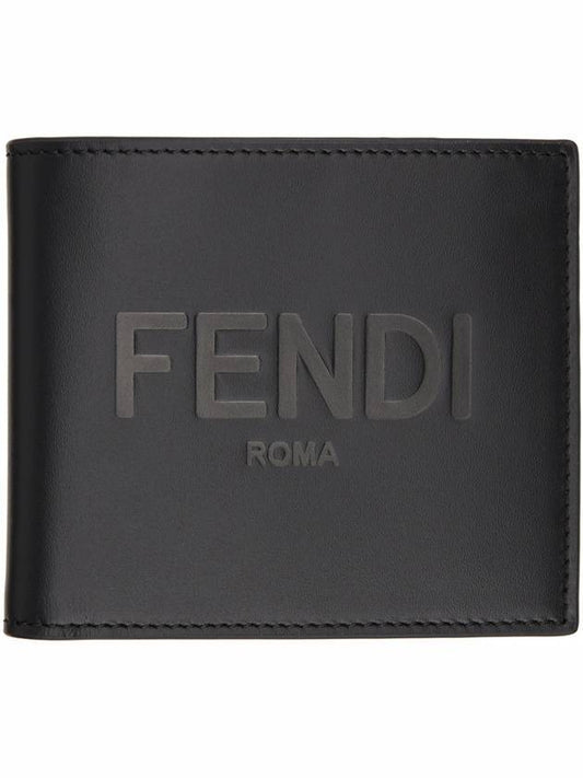 logo stamp bifold wallet black - FENDI - BALAAN.