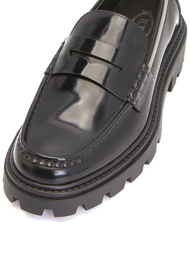 Leather Penny Loafer Heels Black - TOD'S - BALAAN 8