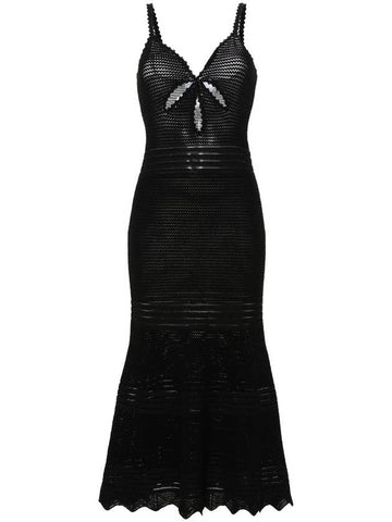 Self-Portrait Black Crochet Cut Out Midi Dress Clothing - SELF PORTRAIT - BALAAN 1