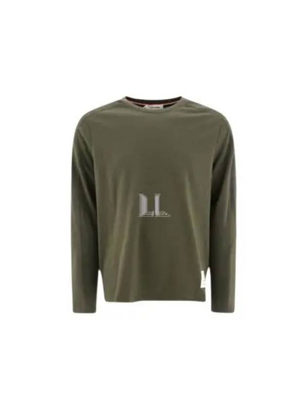 4-Bar Striped Cotton Long Sleeve T-Shirt Green - THOM BROWNE - BALAAN 2