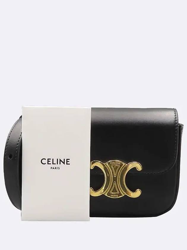 10I513 Black Leather Triope Mini Claude Shoulder Bag - CELINE - BALAAN 1