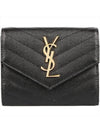 Matelasse Monogram Quilting Flap Half Wallet Black - SAINT LAURENT - BALAAN 2