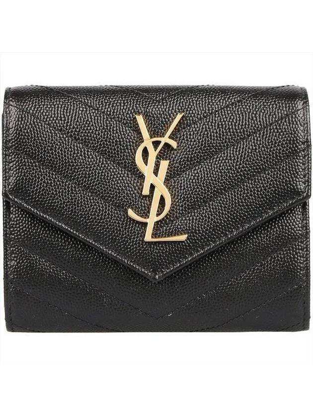 Matelasse Monogram Quilting Flap Half Wallet Black - SAINT LAURENT - BALAAN 2