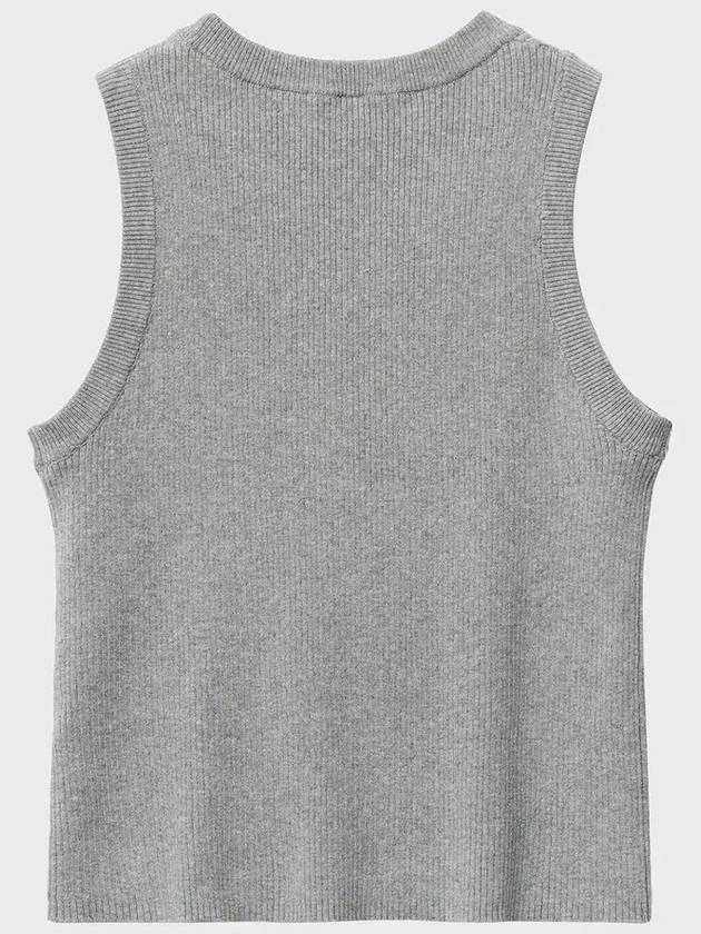 Square Neck Knit Sleeveless Grey - NOIRER FOR WOMEN - BALAAN 4