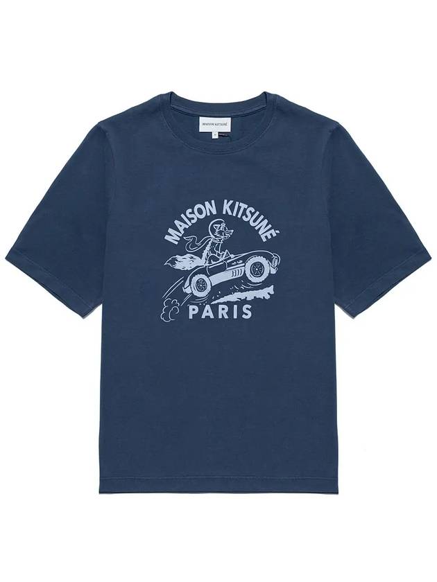 Racing Fox Comfort Short Sleeve T-Shirt Ink Blue - MAISON KITSUNE - BALAAN 3