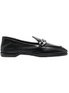 Chain Metal Logo Loafers Black - MIU MIU - BALAAN.