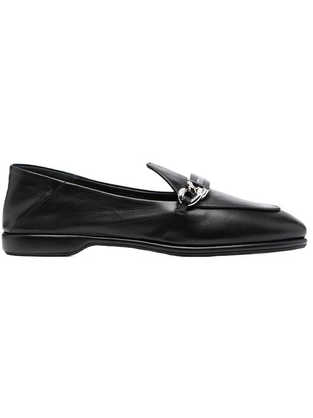 Logo Chain Metal Leather Loafers Black - MIU MIU - BALAAN 1