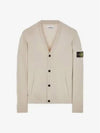 Men's Wappen Patch Button Cardigan Ivory - STONE ISLAND - BALAAN 3