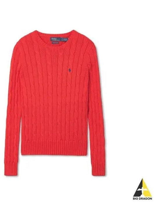 W cable knit cotton crewneck sweater red - POLO RALPH LAUREN - BALAAN 1