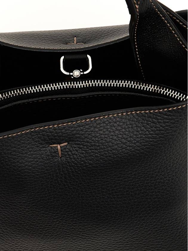 Logo Mini Leather Tote Bag Black - TOD'S - BALAAN 5