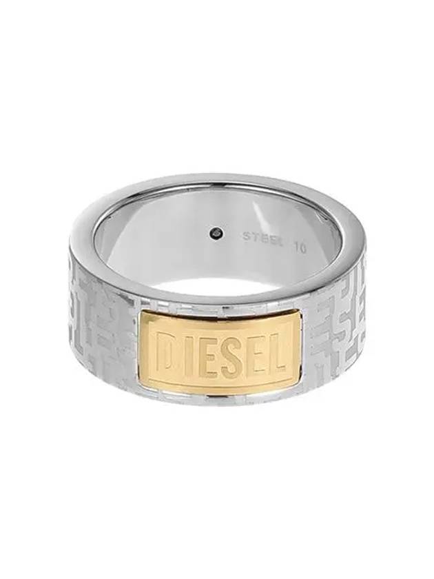 Logo Two Tone Stainless Steel Ring Silver - DIESEL - BALAAN 3