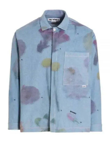 Tie Dye Flower Denim Shirt Blue MRTWMSHR006 DEN002 - SUNNEI - BALAAN 1