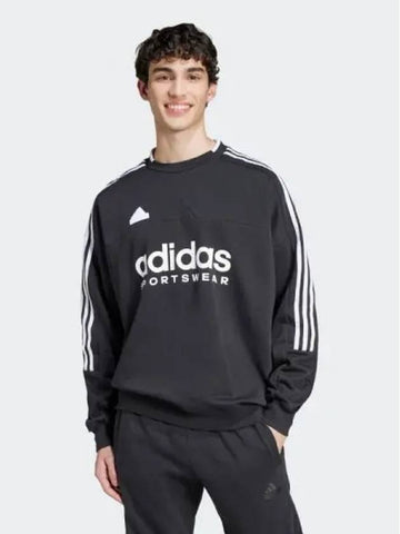 Men s T shirt Fleece Crew Neck BLACKwhite - ADIDAS - BALAAN 1