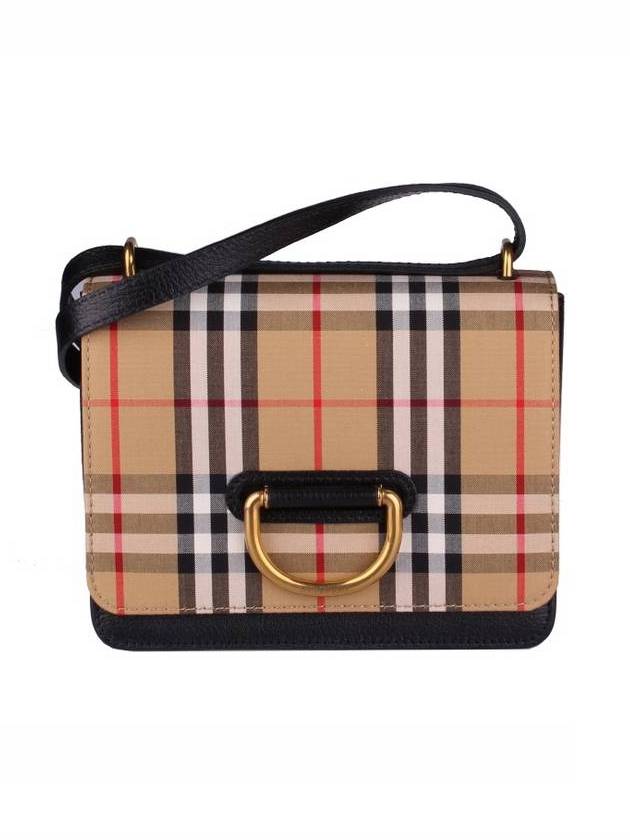 Small Vintage Check D-ring Bag Black Beige - BURBERRY - BALAAN.