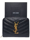 Women s 403723 Monogram Black Leather Compact Zipper Around Half Wallet - SAINT LAURENT - BALAAN 10