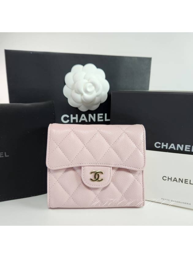 Classic Half Wallet Light Pink Snap Flap AP0231 - CHANEL - BALAAN 1