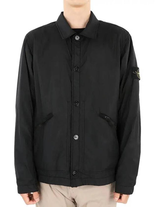 Men's Garment Dyed Crinkle Reps Nylon Shirt Jacket Black - STONE ISLAND - BALAAN 2