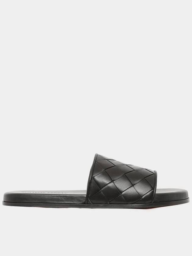 Intrecciato Leather Slippers Black - BOTTEGA VENETA - BALAAN 3