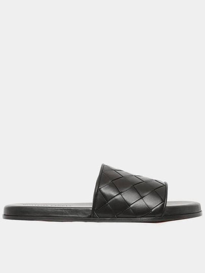 Intrecciato Leather Slippers Black - BOTTEGA VENETA - BALAAN 2