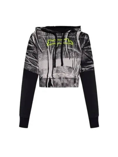 F Slimy Hood Crease Effect Print Hoodie White - DIESEL - BALAAN 2