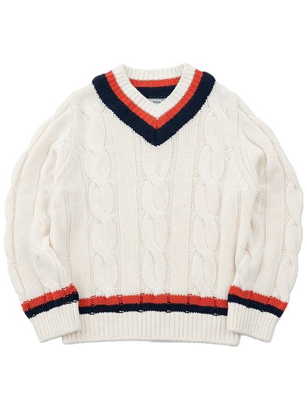 Cotton Cable Tennis Knit Top Ivory - ROND&DEMARRER - BALAAN 1