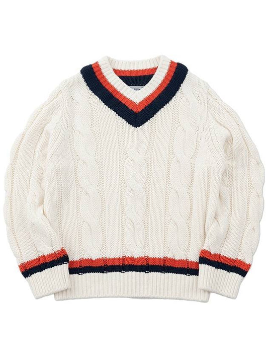 Cotton Cable Tennis Knit Top Ivory - ROND&DEMARRER - BALAAN 1